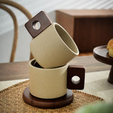 LittleHomely Japanese Ceramic Mug with Wood Coaster