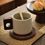 LittleHomely Japanese Ceramic Mug with Wood Coaster