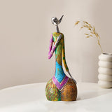 LittleHomely Abstract Resin Woman Sculpture Colorful Art Decor