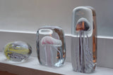 LittleHomely Handmade Glass Square Jellyfish Sculpture