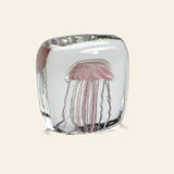 LittleHomely Handmade Glass Square Jellyfish Sculpture