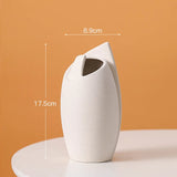 LittleHomely Matte Ceramic Sculptural Vase Modern Folded Design