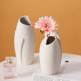 LittleHomely Matte Ceramic Sculptural Vase Modern Folded Design