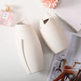 LittleHomely Matte Ceramic Sculptural Vase Modern Folded Design