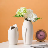 LittleHomely Matte Ceramic Sculptural Vase Modern Folded Design