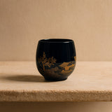 LittleHomely Japanese Ceramic Tea Cup Gold Landscape Motif