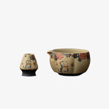 LittleHomely Japanese Ceramic Matcha Tea Set Cat Motif & Spout