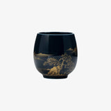 LittleHomely Japanese Ceramic Tea Cup Gold Landscape Motif