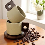 LittleHomely Japanese Ceramic Mug with Wood Coaster