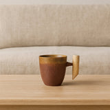 LittleHomely Japanese Stoneware Coffee Mug Wooden Handle