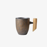 LittleHomely Japanese Stoneware Coffee Mug Wooden Handle