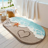 1pc Dajiang Oval Plush Bath Mat  NonSlip Absorbent BeachThemed with Starfish  Heart Design Soft Polyester  TPR Backing Machine Washable Ideal for Bathroom  Home Decor SpringSummer Seasonal Decoration Bathroom Mat Bathroom Flooring Whole Flo