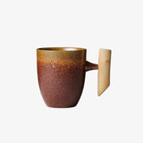 LittleHomely Japanese Stoneware Coffee Mug Wooden Handle