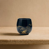 LittleHomely Japanese Ceramic Tea Cup Gold Landscape Motif