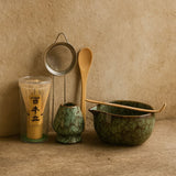LittleHomely Rustic Ceramic Matcha Tea Set with Pouring Spout